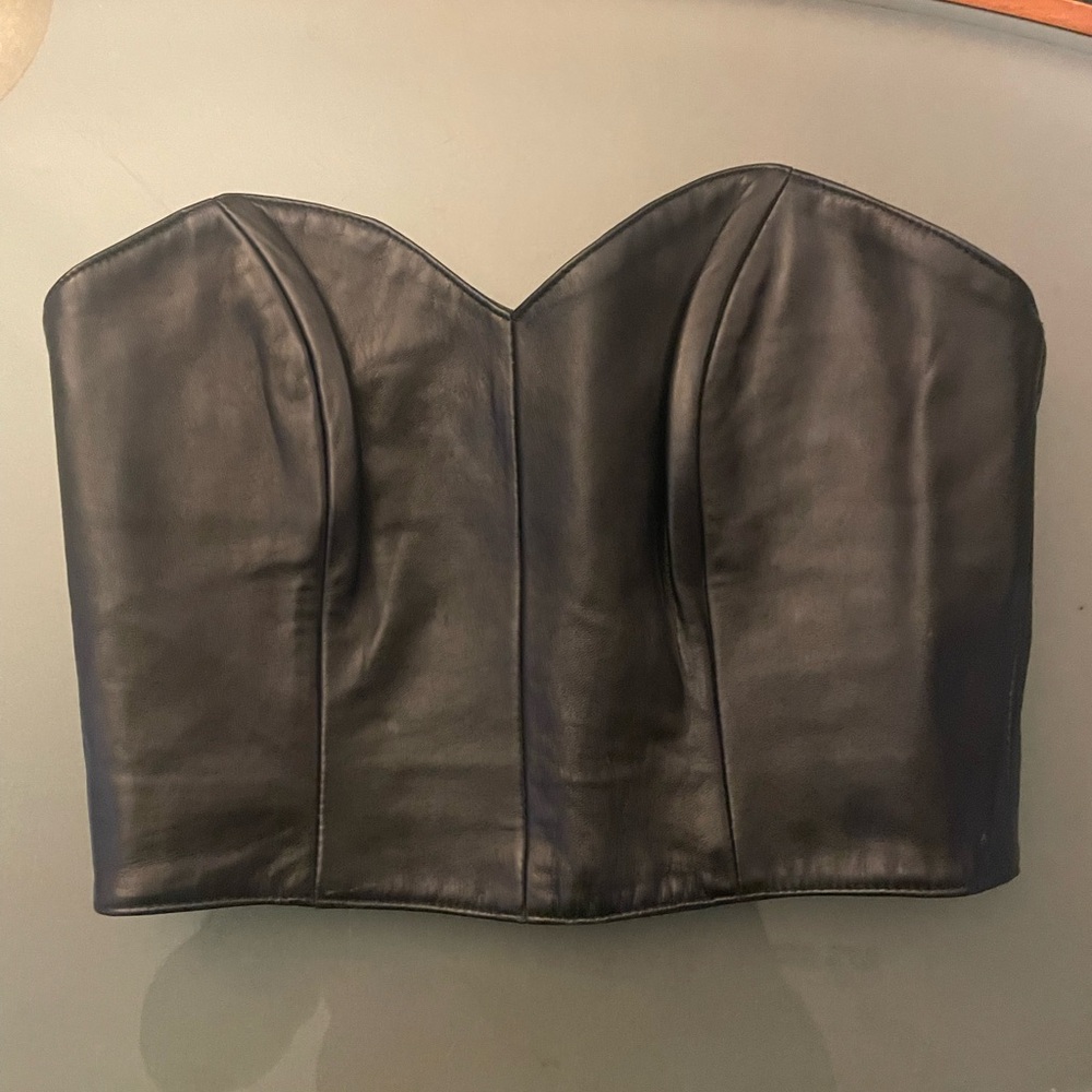 Black Leather Women's Bustier Jacket